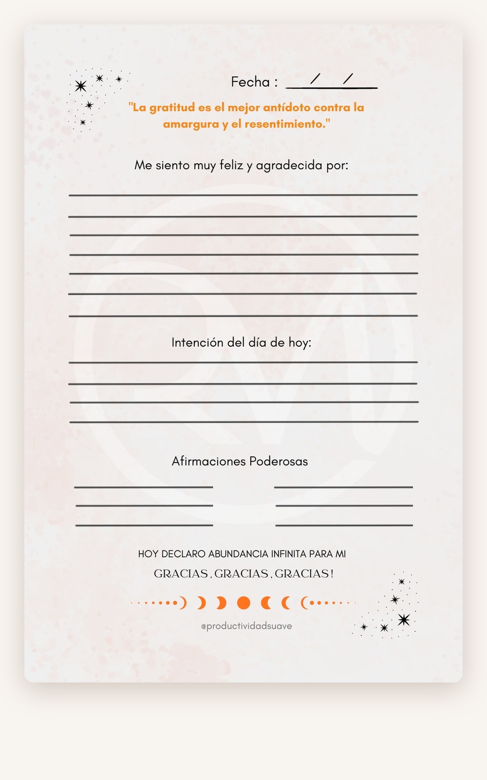 Página interior con ejercicio guiado de gratitud